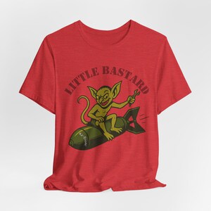 WWII Nose Art T-Shirt | Gremlin Little Bastard | Vintage Aviation Pilot Gift image 9