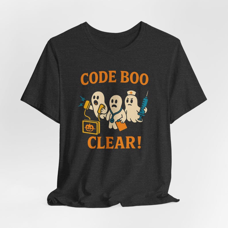 Camiseta de enfermeira para o Halloween, camiseta engraçada com código de médico "Boo!", temporada assustadora. imagem 7