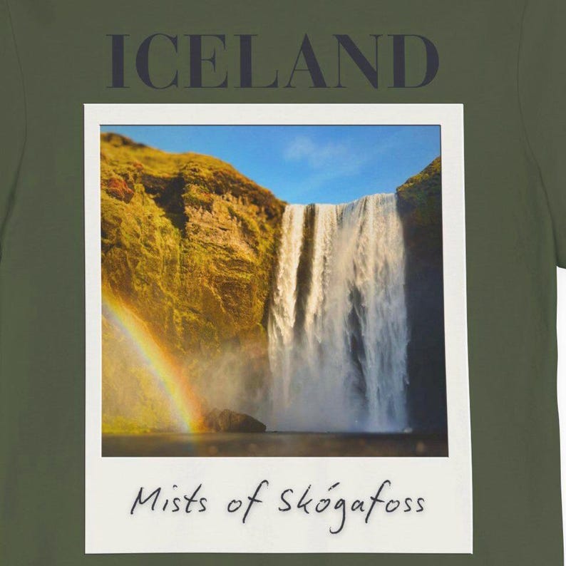 Skógafoss Iceland Waterfall T-Shirt: Travel Souvenir Graphic Tee image 9