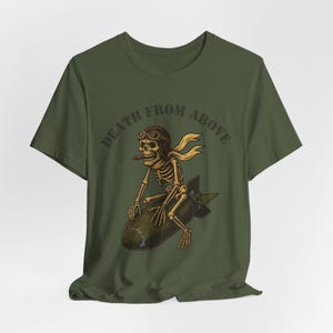 WWII Bomber Nose Art T-Shirt: Lucky Strike Skull Pilot image 6