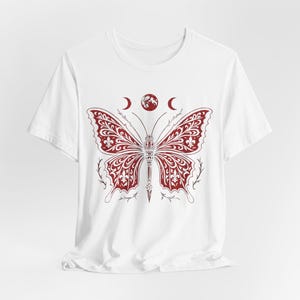 Blood Moon Butterfly Shirt, Gothic Witchy Halloween Occult Phases image 6