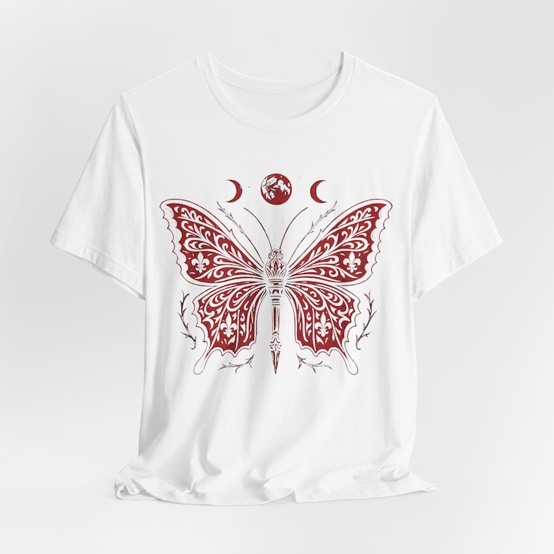 Blood Moon Butterfly Shirt, Gothic Witchy Halloween Occult Phases image 6