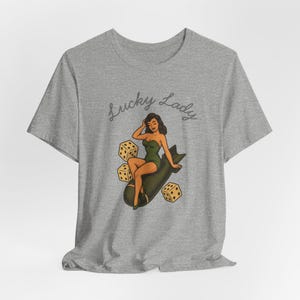 WWII Bomber Nose Art T-Shirt | Lucky Lady Pin-Up Girl | Vintage Aviation Pilot Gift image 8