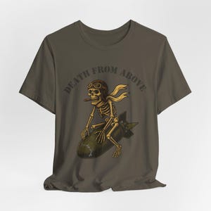WWII Bomber Nose Art T-Shirt: Lucky Strike Skull Pilot image 5