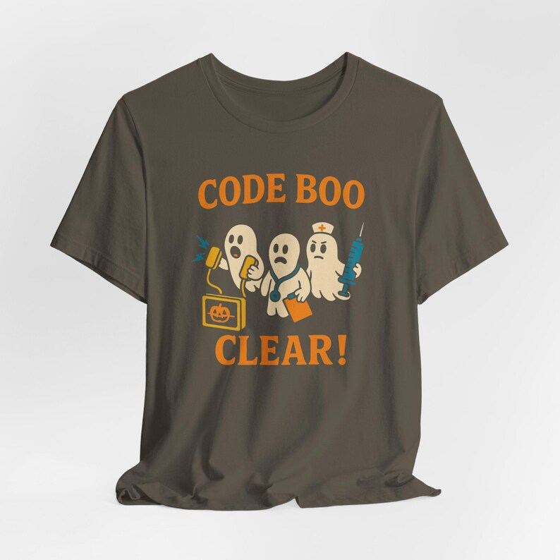 Camiseta de enfermeira para o Halloween, camiseta engraçada com código de médico "Boo!", temporada assustadora. imagem 6