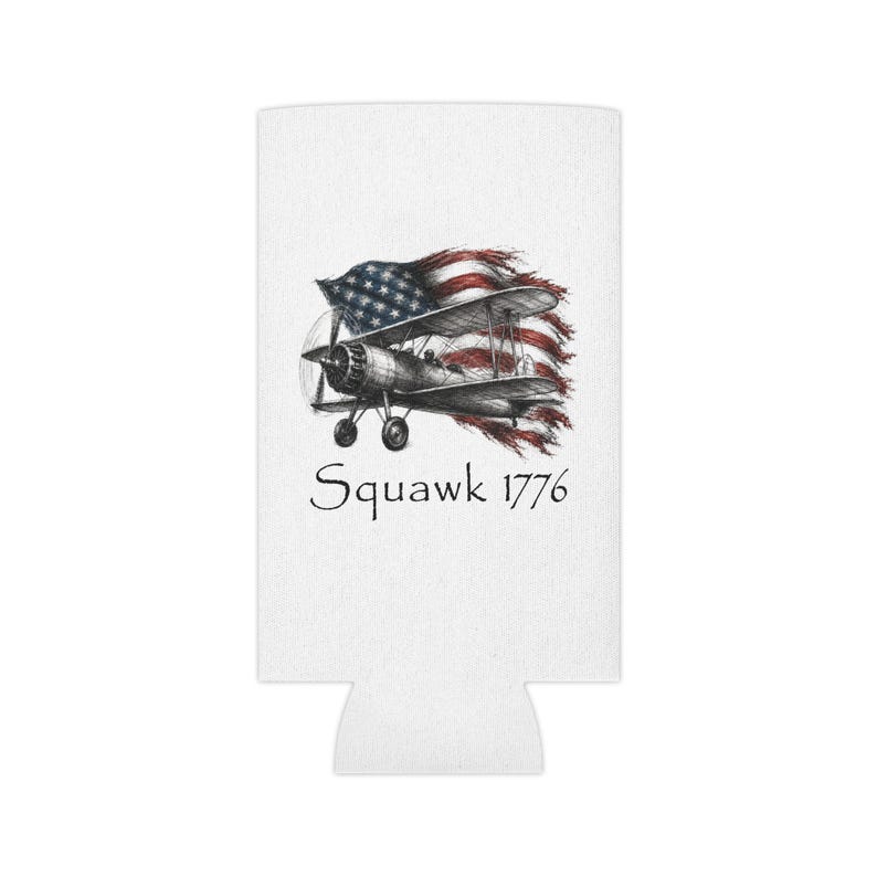 Stearman Biplane Can Cooler, Squawk 1776 Aviation Koozie, Pilot Gift image 13