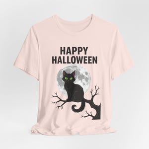 Koszulka z czarnym kotem na Halloween, koszulka w stylu gotyckim z pełnią księżyca, upiorny sezon zdjęcie 4