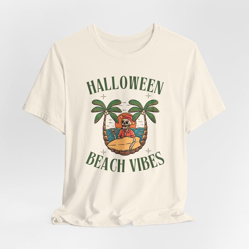 Skeleton Surfer Halloween Shirt, Beach Vibes Tee, Spooky Season image 7
