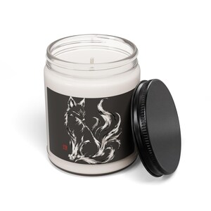 Kitsune Soy Candle, Japanese Fox Spirit Gift, Sumi-e Yokai Decor image 8