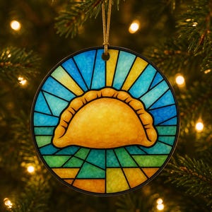 Adorno acrílico de pierogi, estilo vidriera, comida polaca y decoración de Pittsburgh imagen 5