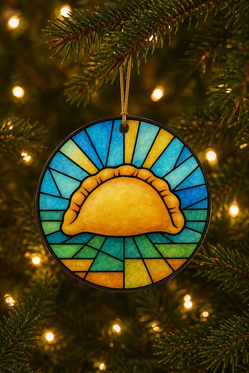Adorno acrílico de pierogi, estilo vidriera, comida polaca y decoración de Pittsburgh imagen 5