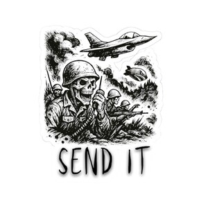 Send It Sticker, Military Morale Decal, Veteran Skull Art