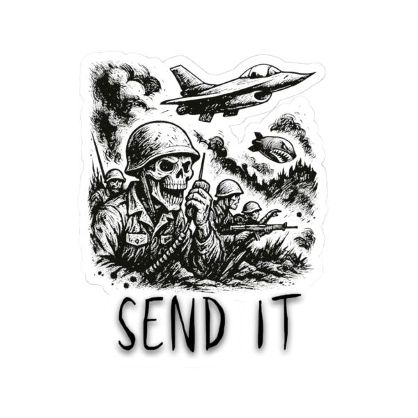 Send It Sticker, Military Morale Decal, Veteran Skull Art