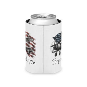 Stearman Biplane Can Cooler, Squawk 1776 Aviation Koozie, Pilot Gift image 7