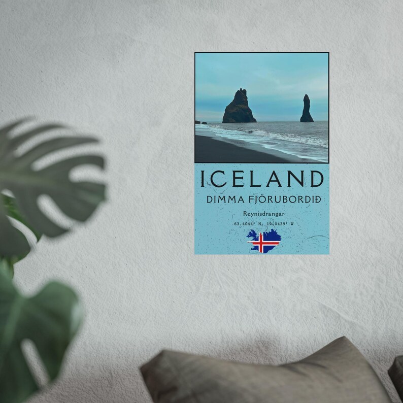 Reynisdrangar Iceland Print: Black Sand Beach Coastal Photography image 2
