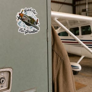 WWII Nose Art Gremlin Sticker, Vintage Warbird Aviation Decal, Pilot Gift image 8