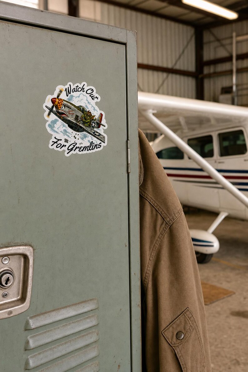 WWII Nose Art Gremlin Sticker, Vintage Warbird Aviation Decal, Pilot Gift image 8