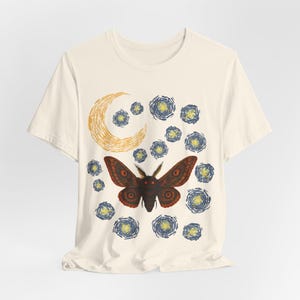 Moth Shirt | Gothic Starry Night | Van Gogh Inspired Insect Moon image 5