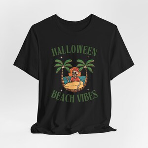 Skeleton Surfer Halloween Shirt, Beach Vibes Tee, Spooky Season image 6