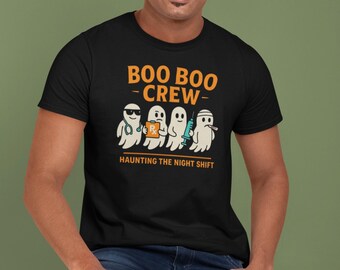 Koszulka z napisem „Pielęgniarka na Halloween”, zabawna koszulka z okrągłym dekoltem „Boo Boo”, sezon upiorów