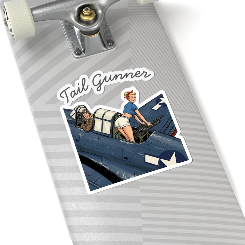 WWII Nose Art Sticker, Tail Gunner Pin Up Decal, Vintage Aviation image 11