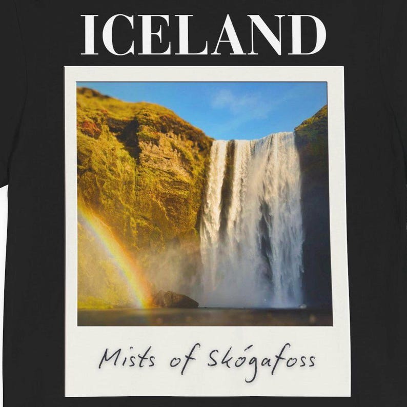 Skógafoss Iceland Waterfall T-Shirt: Travel Souvenir Graphic Tee image 9