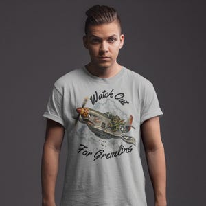 Watch Out For Gremlins Shirt, Vintage WWII Warbird Aviation Tee image 7