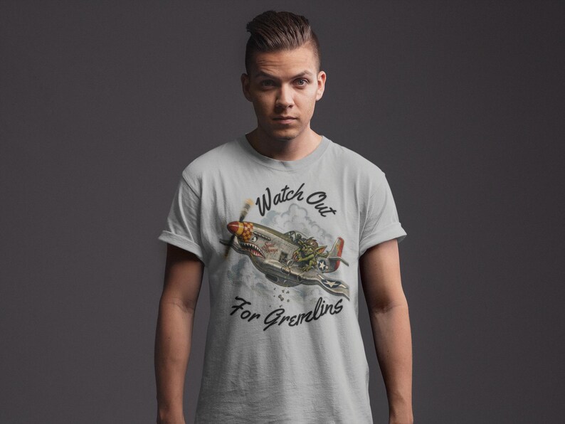 Watch Out For Gremlins Shirt, Vintage WWII Warbird Aviation Tee image 7