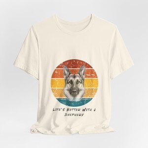 Personalize with your pup's name | Retro German Shepherd Illustration T-Shirt | Vintage Striped Dog Tee image 3