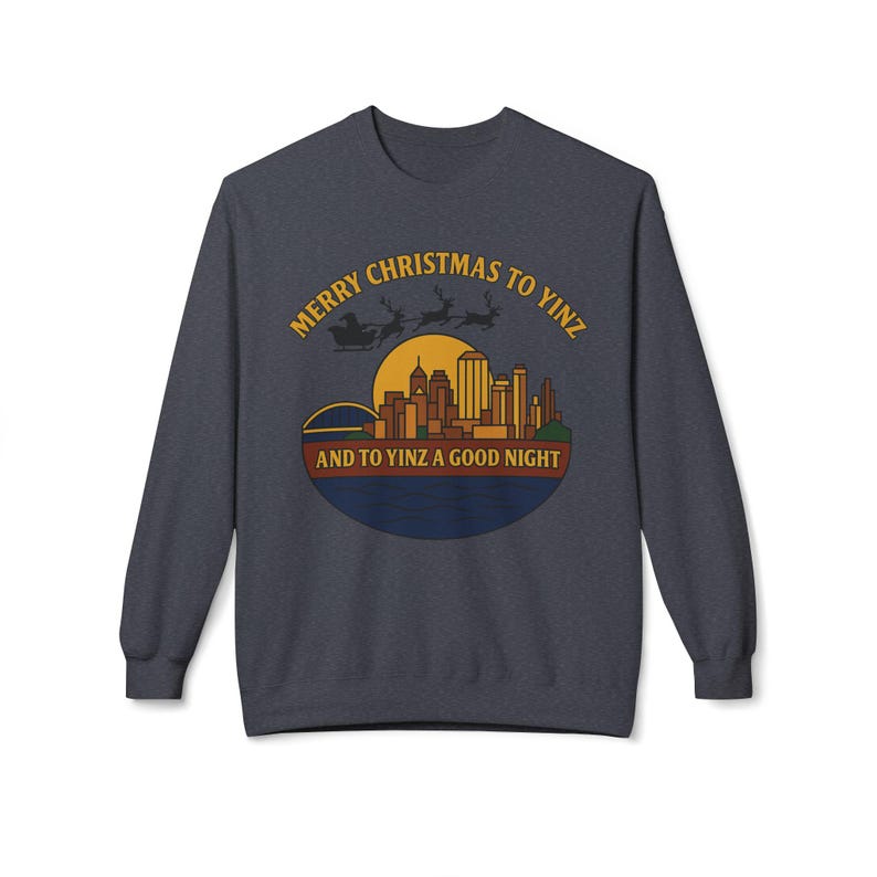 Pittsburgh Christmas Sweatshirt: Steel City Skyline, 'Merry Christmas to Yinz' image 9