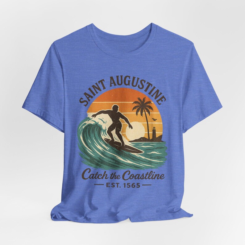 St. Augustine Surf T-Shirt: Retro Sunset Beach, Florida Souvenir image 8