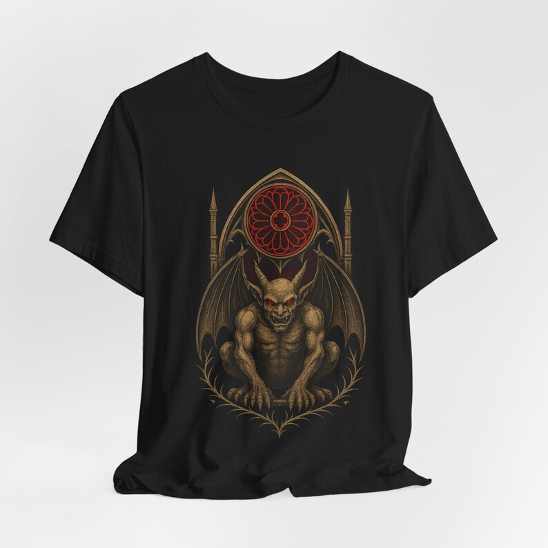 Gothic Gargoyle T-Shirt, Cathedral Guardian, Halloween Tee image 6