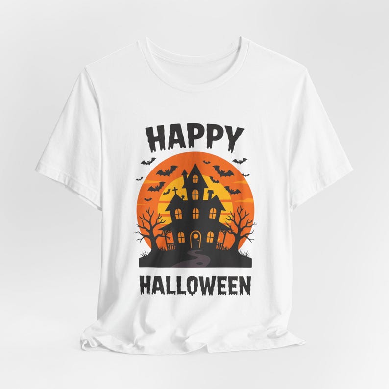 Haunted House Halloween Shirt, Retro Gothic Bats Tee, Spooky Season image 7