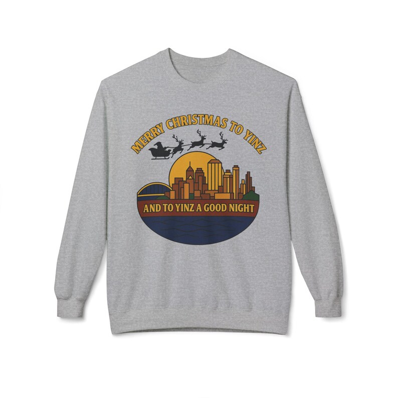 Pittsburgh Christmas Sweatshirt: Steel City Skyline, 'Merry Christmas to Yinz' image 7