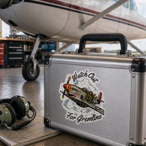 WWII Nose Art Gremlin Sticker, Vintage Warbird Aviation Decal, Pilot Gift image 9