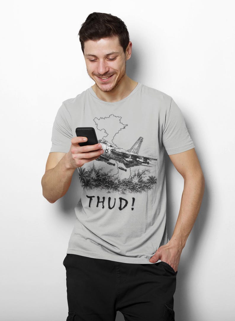F-105 Thunderchief "Thud" Fighter Jet T-Shirt, Vintage Military Aviation Apparel image 5