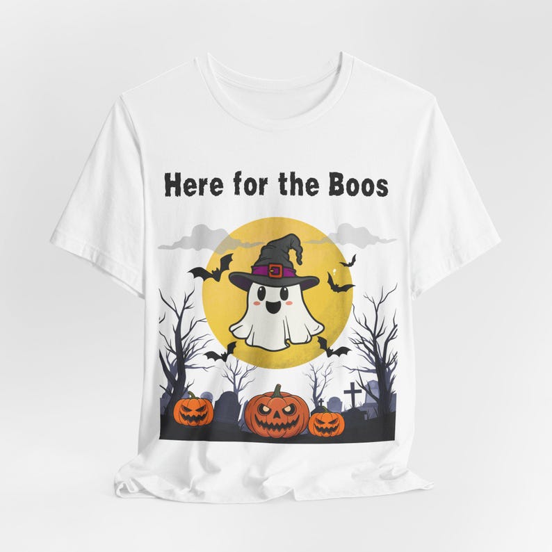 Here for the Boos Halloween Shirt, Funny Ghost Tee, Spooky Season image 4