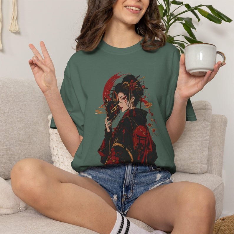 Kitsune Warrior Shirt, Japanese Fox Samurai Art, Dark Folklore Tee image 9