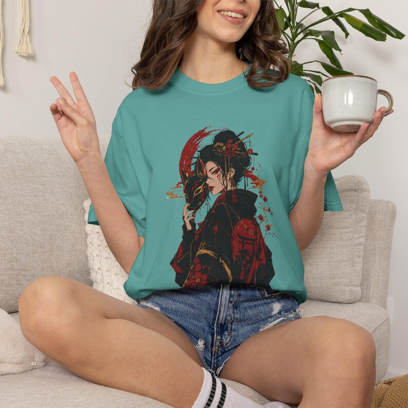 Kitsune Warrior Shirt, Japanese Fox Samurai Art, Dark Folklore Tee image 10