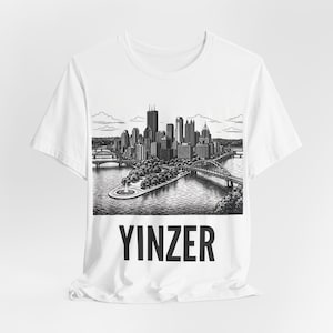 Pittsburgh Skyline T-Shirt | Black & White Yinzer Graphic image 1