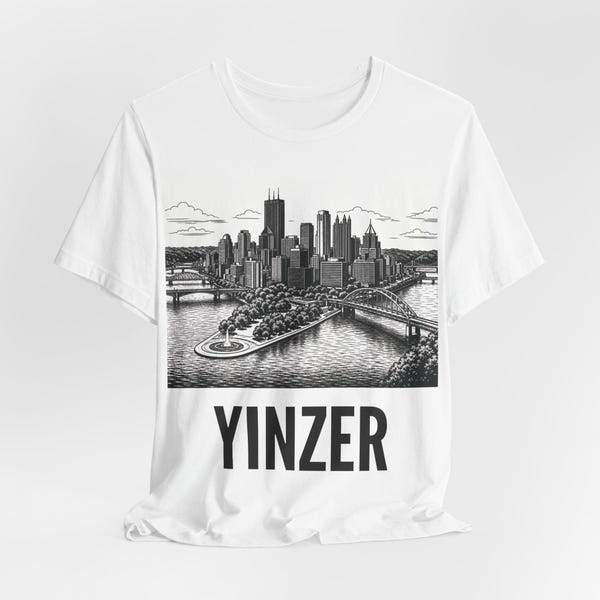 Pittsburgh Skyline T-Shirt | Black & White Yinzer Graphic