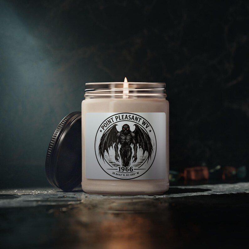 Mothman Soy Candle, Point Pleasant WV Cryptid Gift, Paranormal Folklore Decor image 6