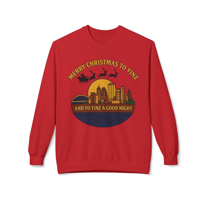 Pittsburgh Christmas Sweatshirt: Steel City Skyline, 'Merry Christmas to Yinz' image 12