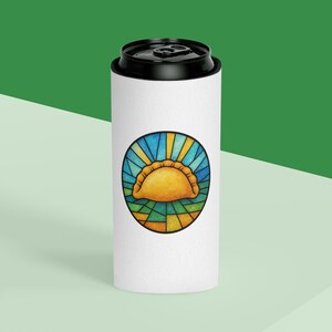 Stained Glass Pierogi Can Cooler, Pittsburgh Polish Food Koozie, Yinzer Beer Sleeve image 3