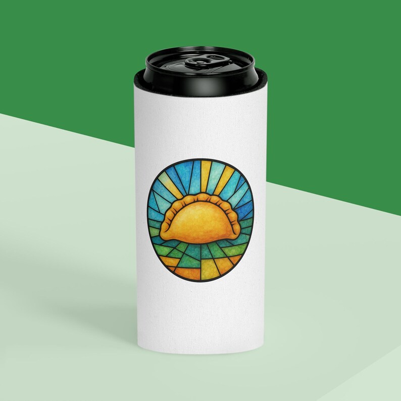 Stained Glass Pierogi Can Cooler, Pittsburgh Polish Food Koozie, Yinzer Beer Sleeve image 3
