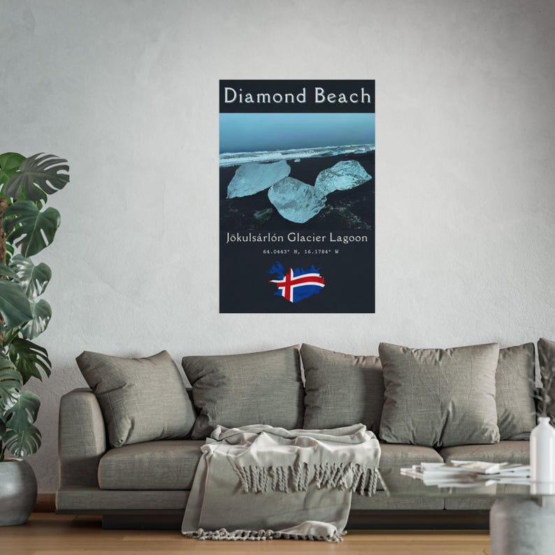 Diamond Beach Iceland Print: Jokulsarlon Glacier Lagoon Nordic Wall Art image 3
