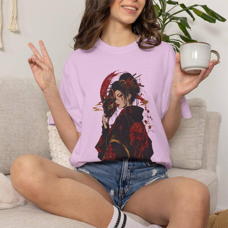 Kitsune Warrior Shirt, Japanese Fox Samurai Art, Dark Folklore Tee image 13