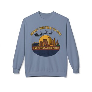Pittsburgh Christmas Sweatshirt: Steel City Skyline, 'Merry Christmas to Yinz' image 10