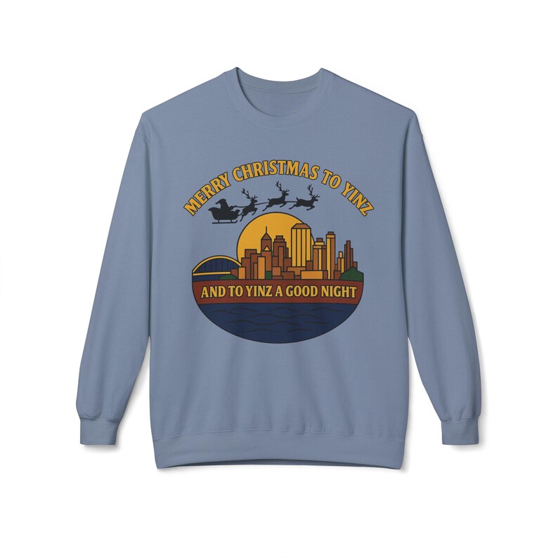 Pittsburgh Christmas Sweatshirt: Steel City Skyline, 'Merry Christmas to Yinz' image 10
