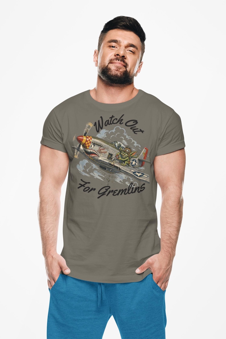 Watch Out For Gremlins Shirt, Vintage WWII Warbird Aviation Tee image 6